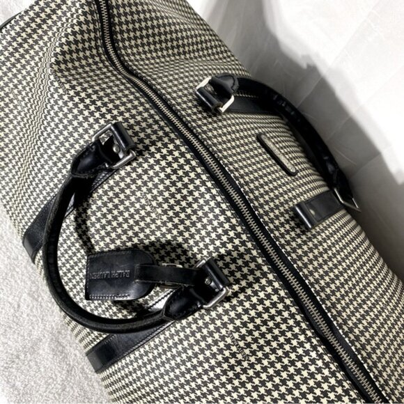 SOLD-Vintage Polo Ralph Lauren Houndstooth Coated Canvas Leather Duffle Bag RARE - Picture 8 of 16